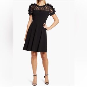 by SHANI Floral Appliqué Fit & Flare Lace Cocktail Dress Black Size 2